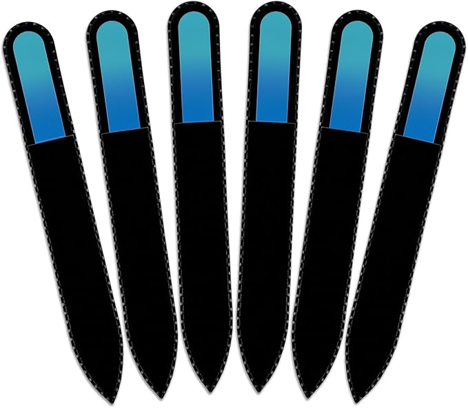 Mont Bleu Rainbow Crystal Nail File in Black Pouch - Czech Tempered Glass - Handmade in Bohemia (Czech Republic)