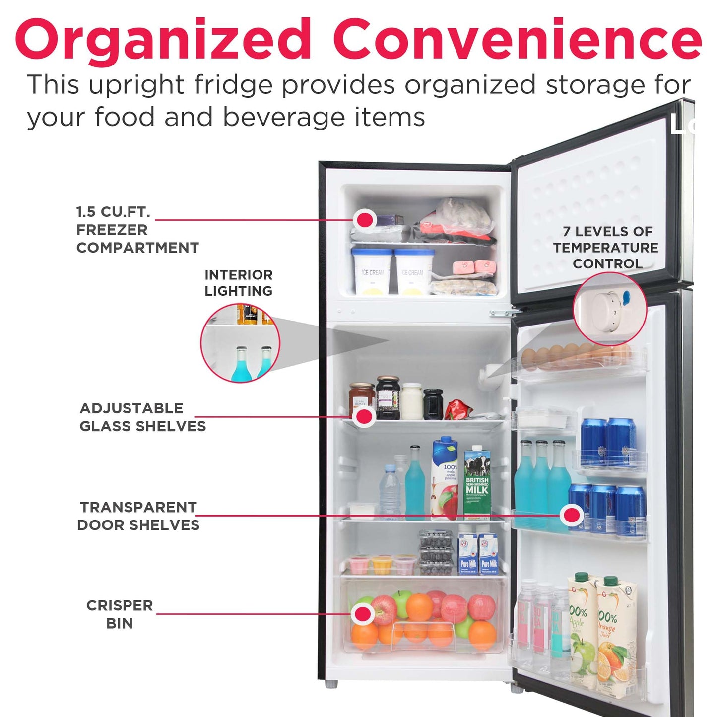 Frigidaire 2 Door Apartment Size Refrigerator with Freezer, 7.5 cu ft, Retro, Silver, Platinum