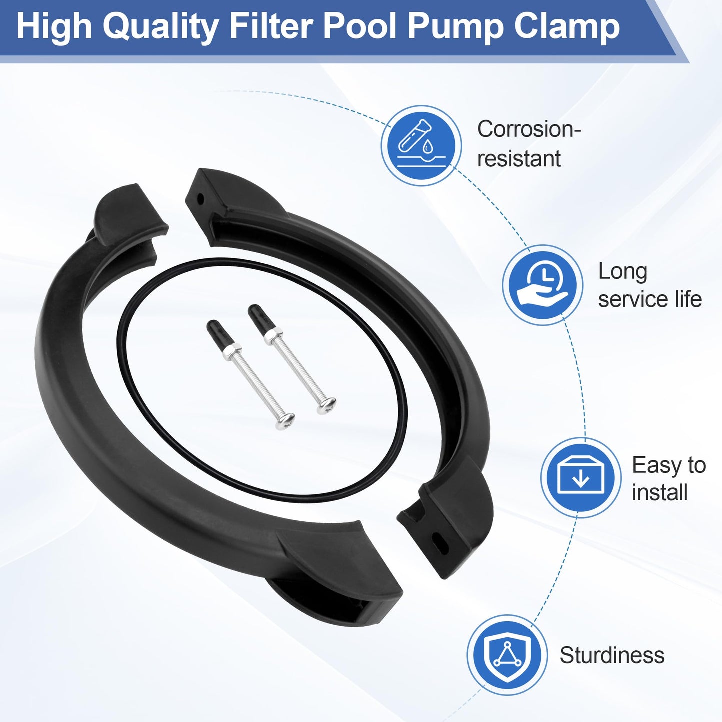 11380 Clamp Collar for Intex Above Ground Pool Pump- Compatible with Intex SX2100 Krystal Clear Sand Filter Pump and SX2800 Filter Pump Valve Clamp O Ring and Screws Replacement Parts