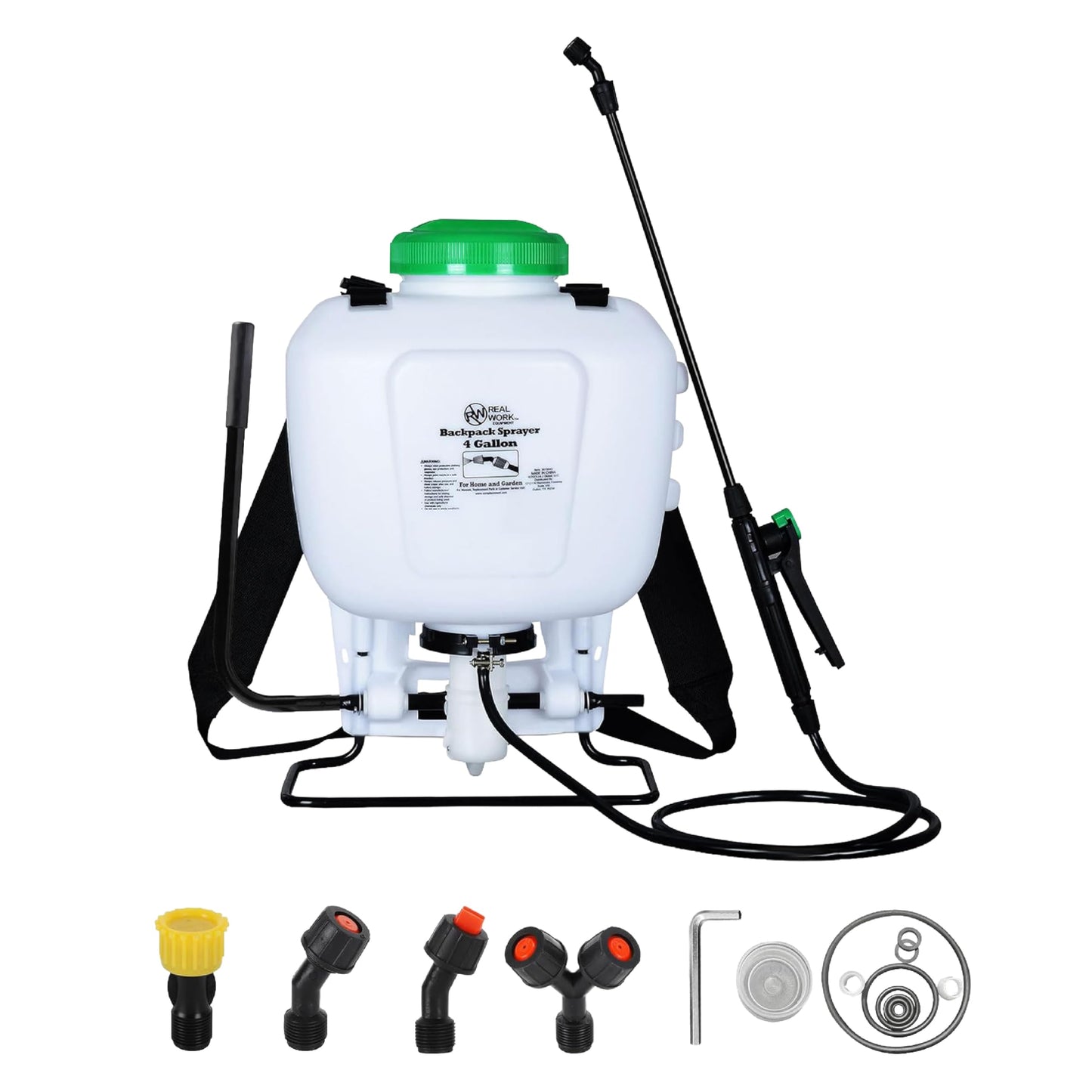 REALWORK 4-Gallon Backpack Sprayer with Padded Shoulder Strap for Pests & Weeds, Watering Garden, and Spraying Plants, in Translucent White