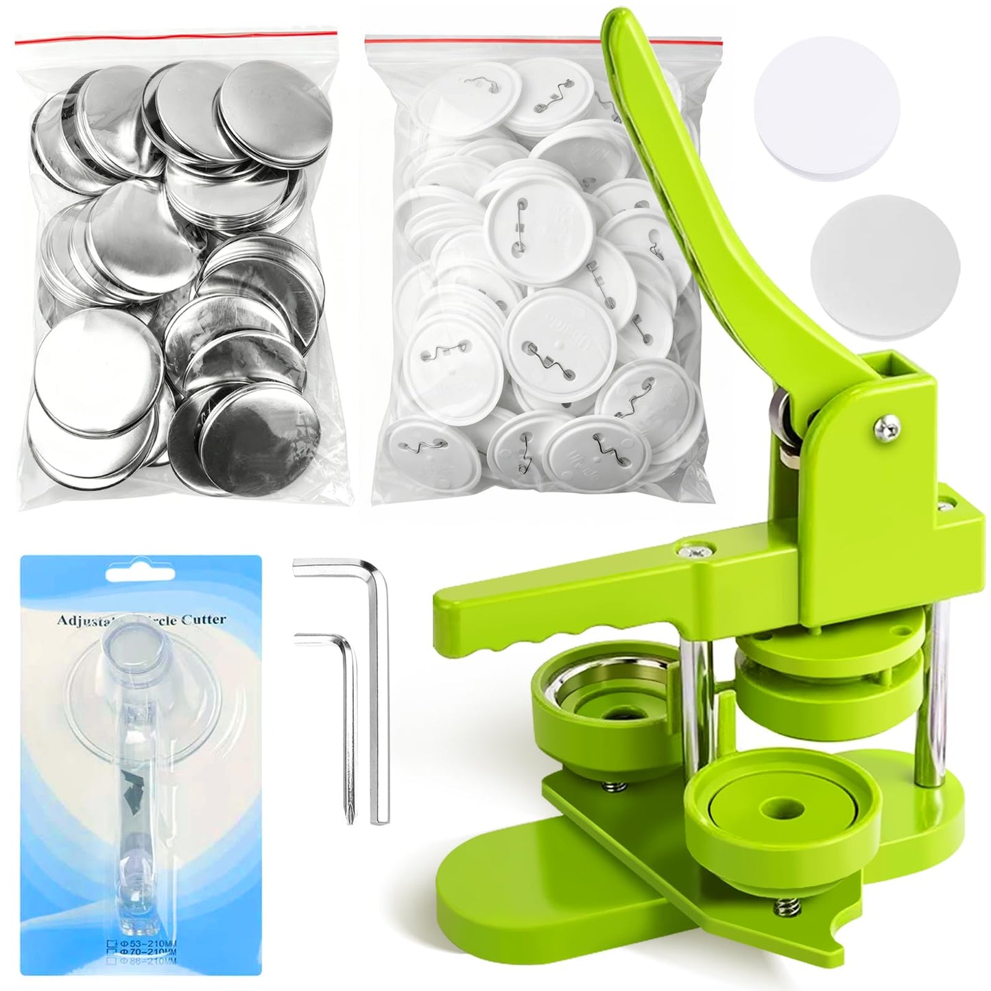 Button Maker Machine 58mm Pin Installation-Free DIY Pin Badge Button Maker Press Machine Punch Press with Free 100pcs Parts Pictures Circle Cutter
