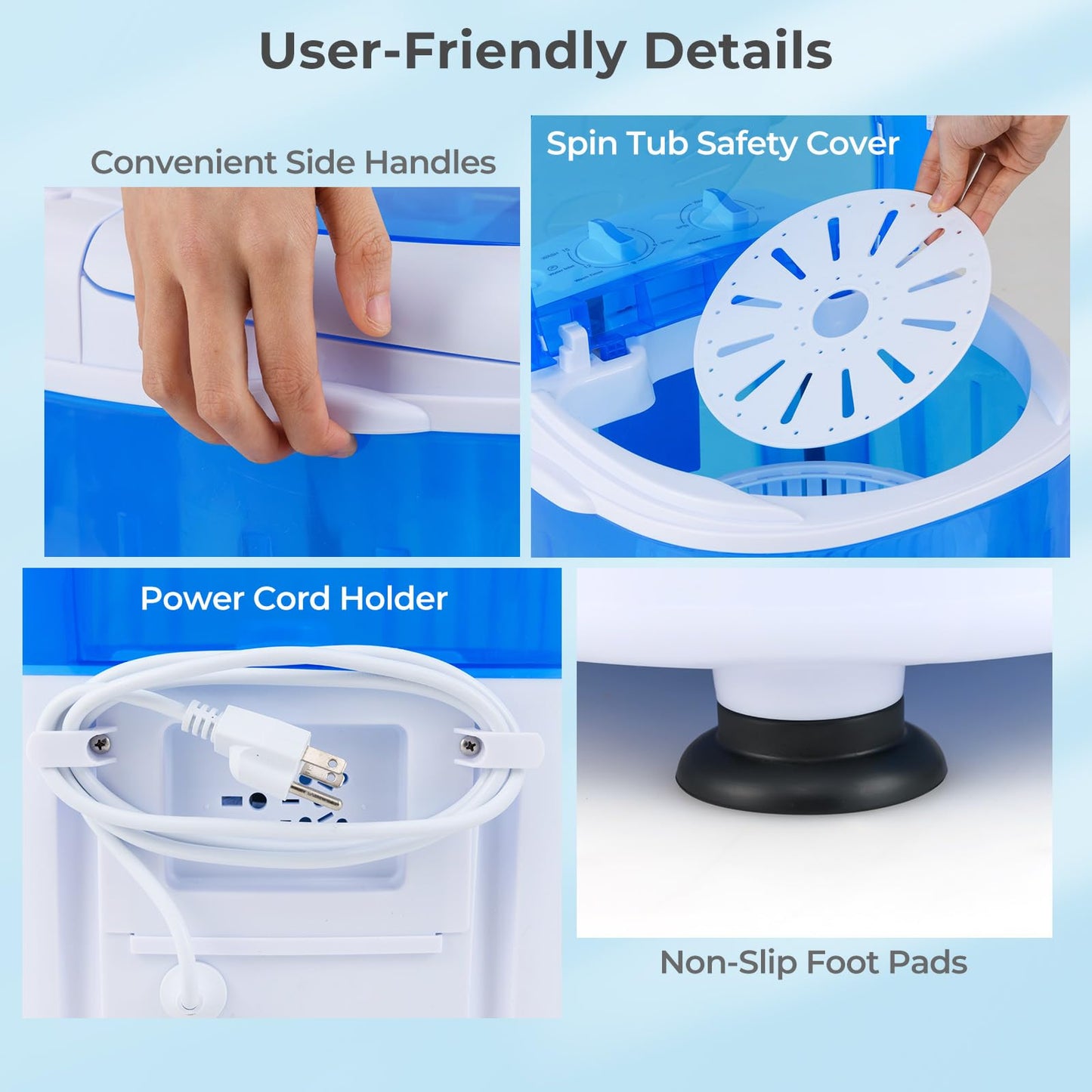 ARLIME Mini Washer and Dry Combo, 5.5 lbs Small Laundry Washer with Drain Hose & Spin Tub, Top Loading & Semi-automatic, Small Washing Machine for Drom RV Apartment (Blue)
