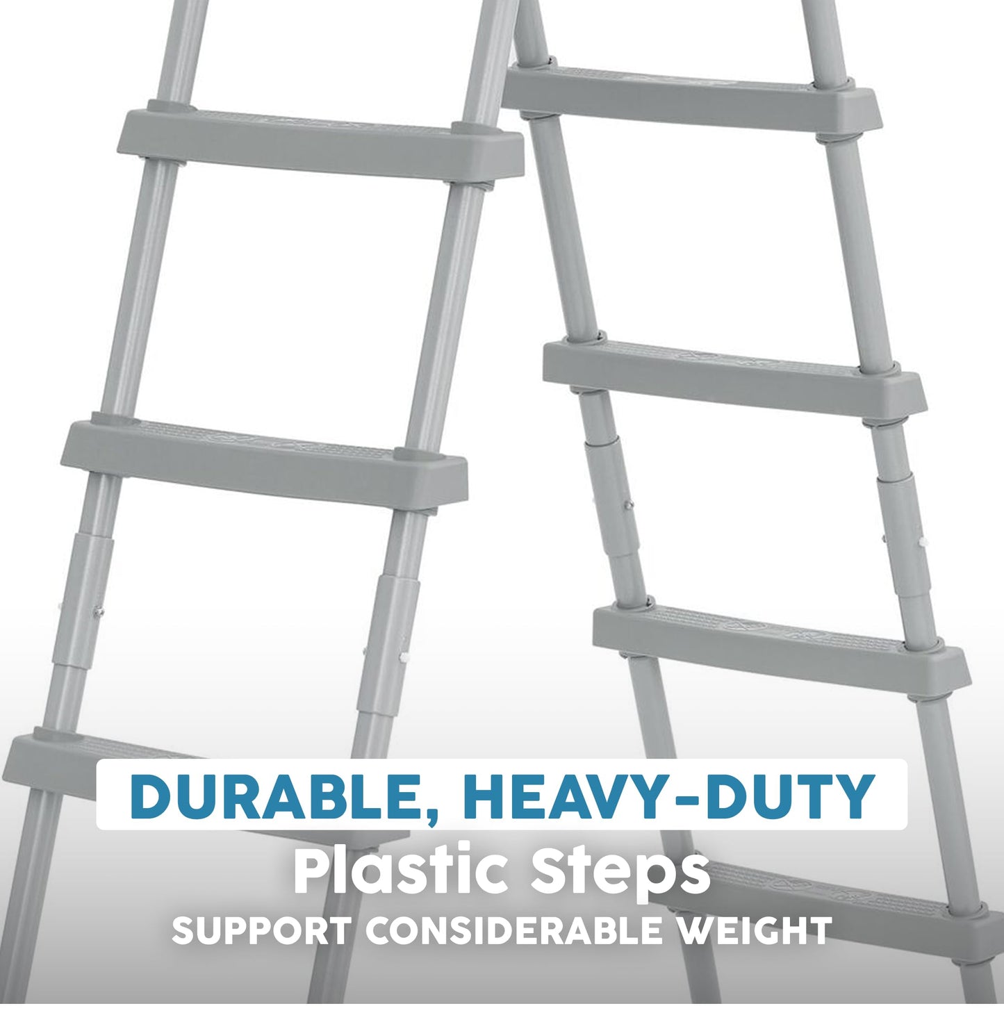 Bestway Flowclear 52 Inch Versatile Metal A Frame Above Ground Swimming Pool Ladder with Heavy Duty Plastic Double Sided Steps