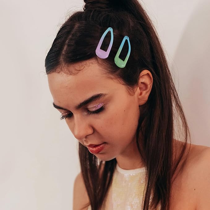 20 PCS Metal Snap Hair Clips Water Drop No Slip Barrettes for Women Bright Small Hair Clips For Thick And Thin Fine Hair,Assorted Colors,1.97 x 0.5 In.