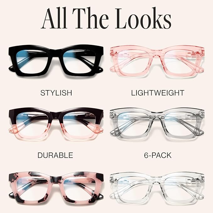 CCVOO 1.75 Oprah Style Reading Glasses for Women, Stylish Eyeglasses, Blue Light Readers for Women, Cheaters, (A1 Mix)