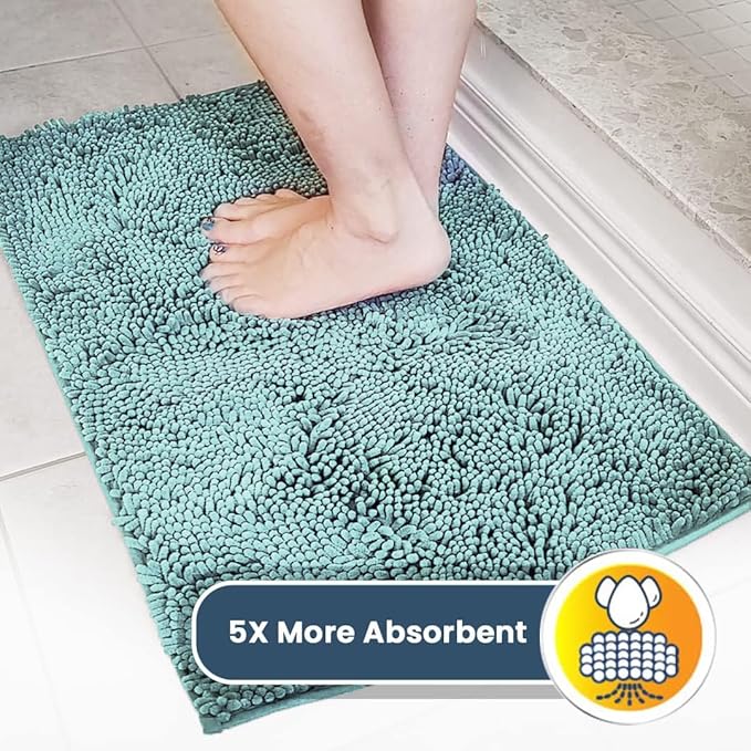 Muddy Mat® | Super Absorbent Door Mat Indoor, Microfiber Quick Dry Chenille Entryway Rug, Non-Slip Front Door Mat, Indoor Mats for Entryway, Machine Washable Pet Rug, Seafoam Green 59"x24"