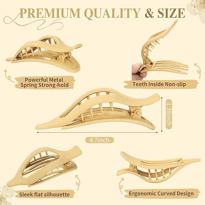 10 Pcs Flat Hair Clips for Women French Concord Claw Clips for Thick and Thin Hair Claw Clips Duck Billed Barrettes Hair Accessories for Women and Girls (Brown Light Colorful)