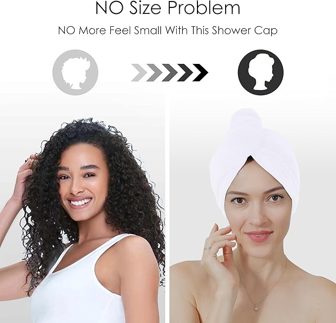 TENSTARS 5 Pack Thicken Microfiber Hair Towel Wrap for Women - Elastic Loop Design - 320GSM Coral Velvet - Quick Dry Hair Turban - 11x28 Inch (White)