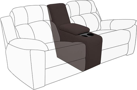 Easy-Going 2-Piece Recliner Console Cover for Reclining Loveseat Covers Stretch Jacquard Middle Console Cover for Recliner Couch and Sofa Chocolate