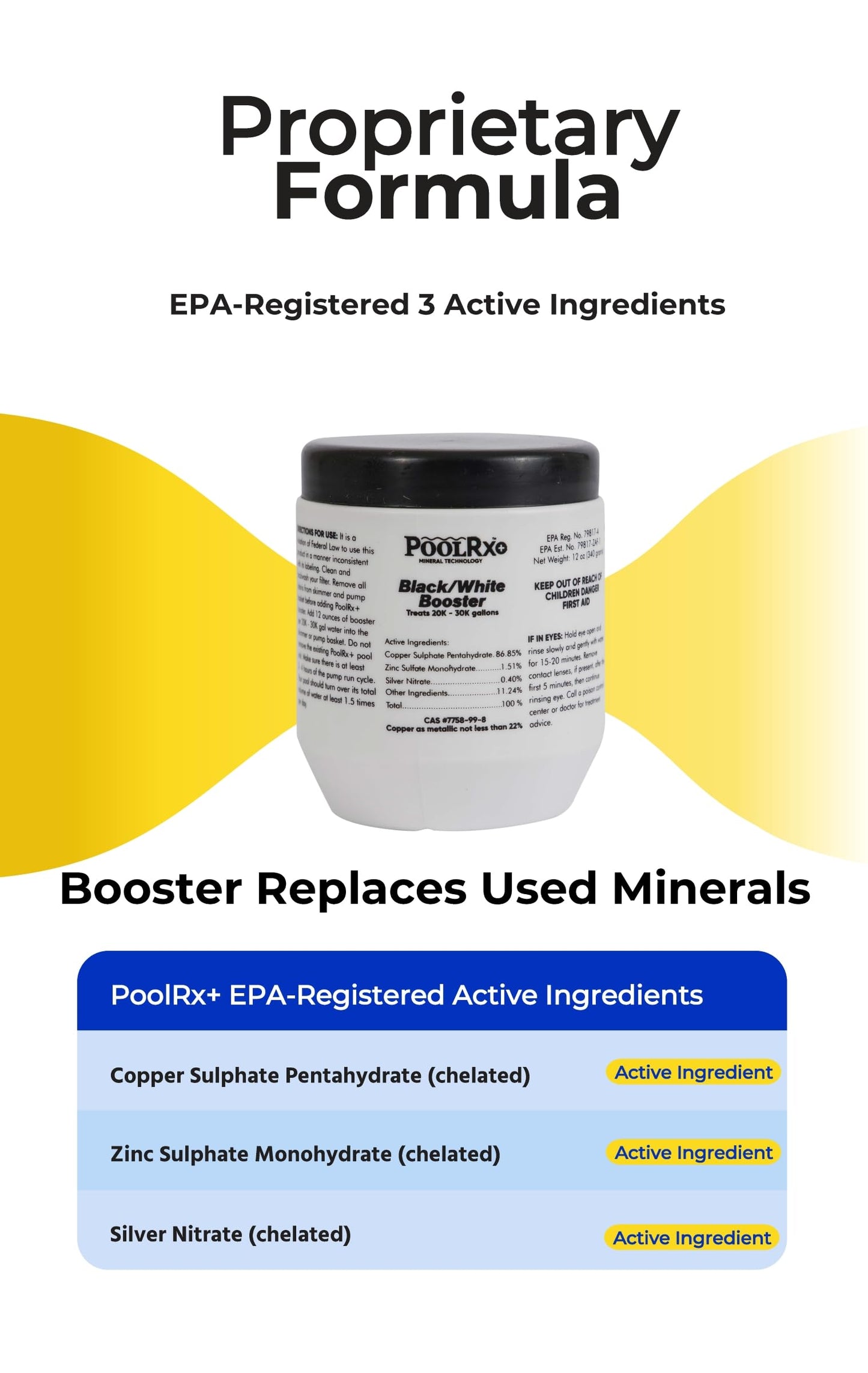 Pool RX 332066 PoolRX+ Booster Black Swimming Pool Algaecide, Single Unit