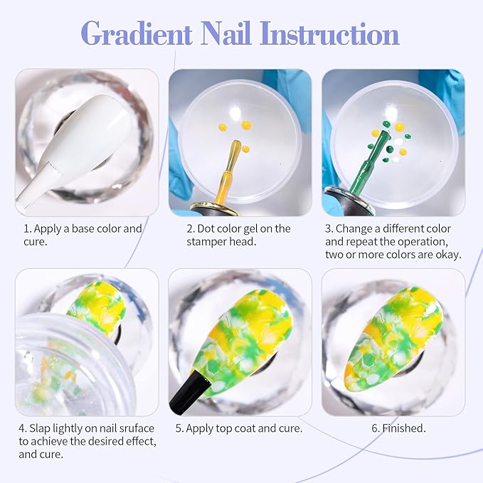 Born Pretty French Tip Nail Stamp, 6PCS Art Stamper With Scrapers, Silicone Stamping Long & Short Jelly Stamper Kit for French Manicure Home DIY Art Salon