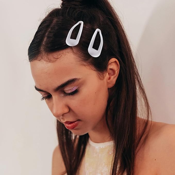 Small Hair Barrettes For Women No Slip Metal Snap Clips For Thin And Fine Hair,Matte White,20 PCS,1.97 x 0.5 Inch.
