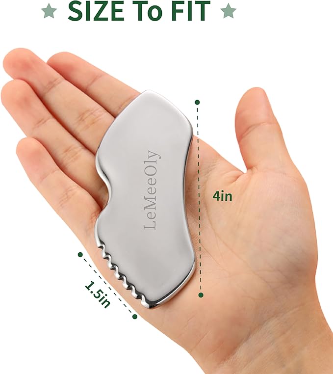 Gua Sha Facial Tools Stainless Steel & Compressed Facial Sponges, Detail Metal GuaSha and Natural Spa Sponges for Facial Cleansing Skin Care，Guasha Stone Face Sculpting Tool