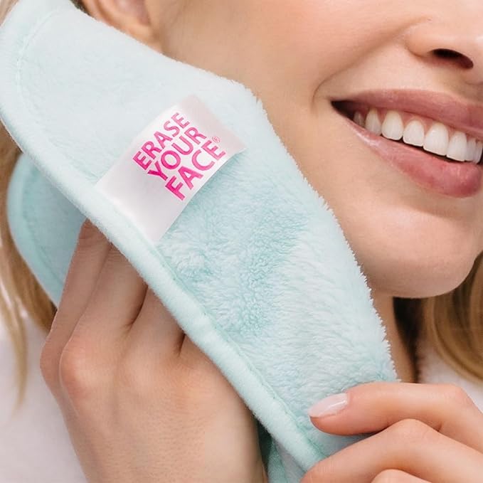 ERASE YOUR FACE Reusable Makeup Remover Cloths - Microfiber Face Towels to Cleanse & Remove Makeup - Water Activated for Sensitive Skin - Multi-Pastel (4 Count)