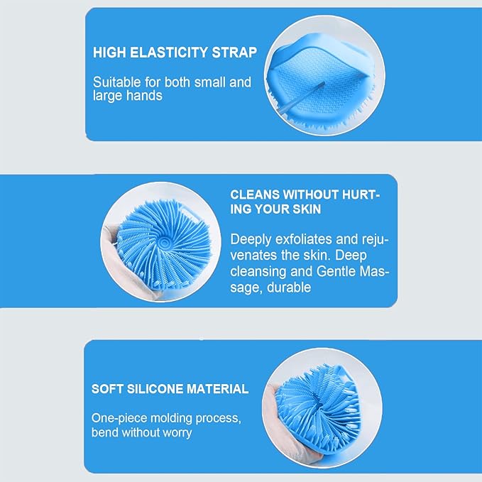 Silicone Body Scrubber for Shower, Shower Body Brush for Effective Showering Exfoliation and Gentle Massage Back Scrubber with Soft Bristles, Loofah Alternative for Sensitive Skin, Gift for Family