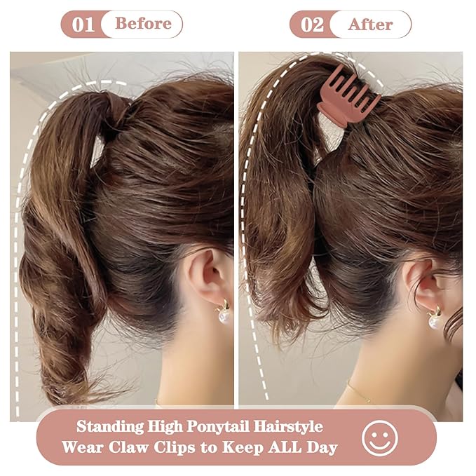 8PCS Claw Clips for Thin Hair Women, 1.6" Small Claw Clips Matte Medium Hair Claw Clips for Fine Thick Hair Strong Hold Double Row Teeth Hair Clips Cute Jaw Clamps (Warm Color)