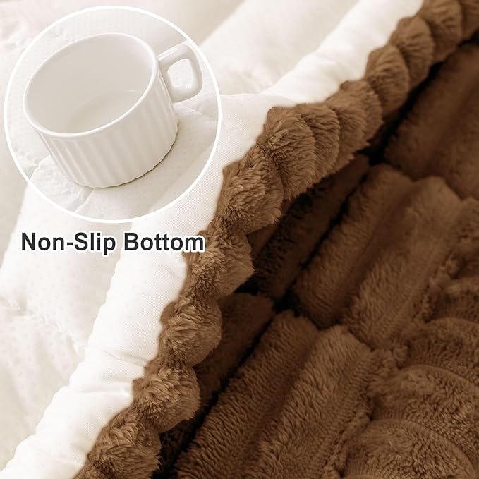 hyha Couch Covers for Dogs Washable, Non Slip Plush Dog Sofa Protectors, Fuzzy Pet Couch Covers for 3 Cushion Sofa Pet Friendly (Brown, 27.6" x 70.9")