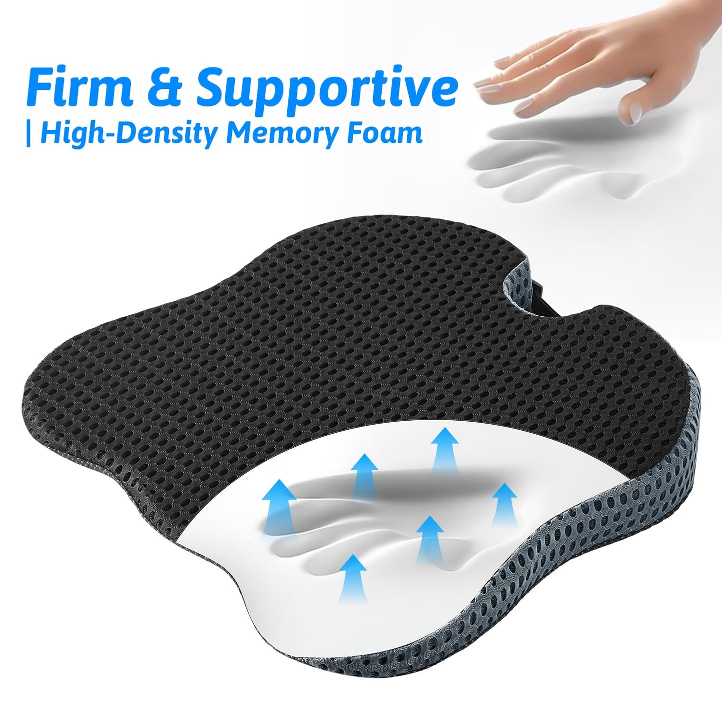 Wedge Car Seat Cushion for Better Visibility & Sciatica Pain Relief - High Density Memory Foam, Non-Slip Ergonomic Car Seat Cushion for Driving, Universal Fit for Car, SUV,Truck & Tractor