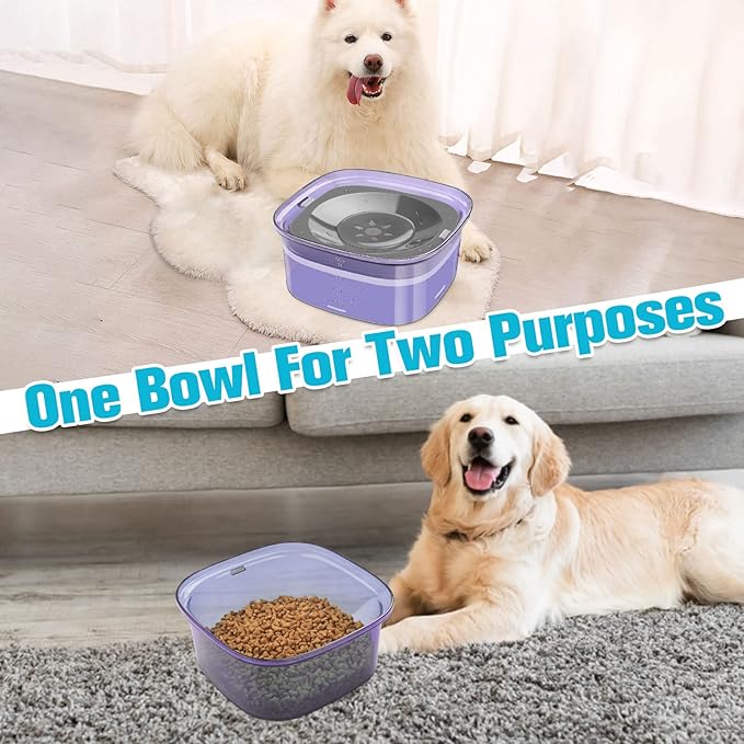 UPSKY 70oz Dog Water Bowl 2L No Spill Dog Bowls Large Capacity Spill Proof Slow Water Feeder, No Splash Dog Bowl Pet Water Dispenser Vehicle Carried Travel Slow Drinking Bowls for Messy Drinkers, Cats