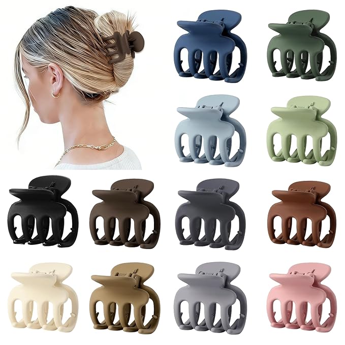 12Pcs Hair Clips for Women 1.8 Inch Small Claw Clips for Thin Hair Medium Hair Claw Clips for Thick Hair Accessories for Women Girls (Regular)