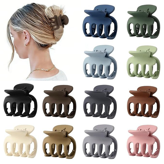 12Pcs Hair Clips for Women 1.8 Inch Small Claw Clips for Thin Hair Medium Hair Claw Clips for Thick Hair Accessories for Women Girls (Regular)