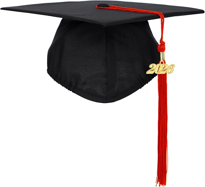 Unisex Adult Matte Graduation Cap with Tassel Year Charm