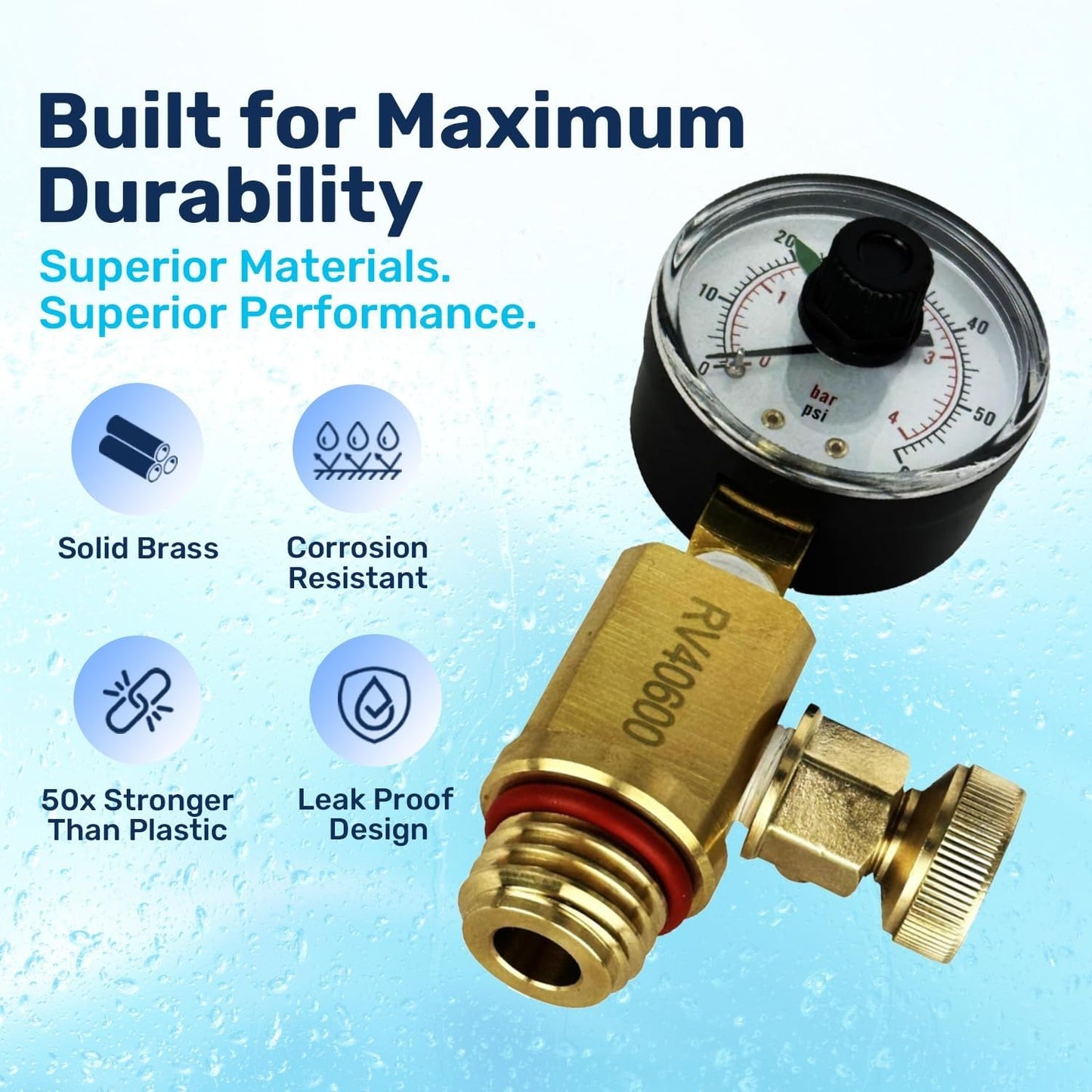 RV40600 (98209800) Brass Air Relief Valve | Compatible with Pool Filter Systems - FNS, Clean and Clear, Quad DE, 4000 Series Filters I Essential Pool Maintenance Accessory, Yellow/Black