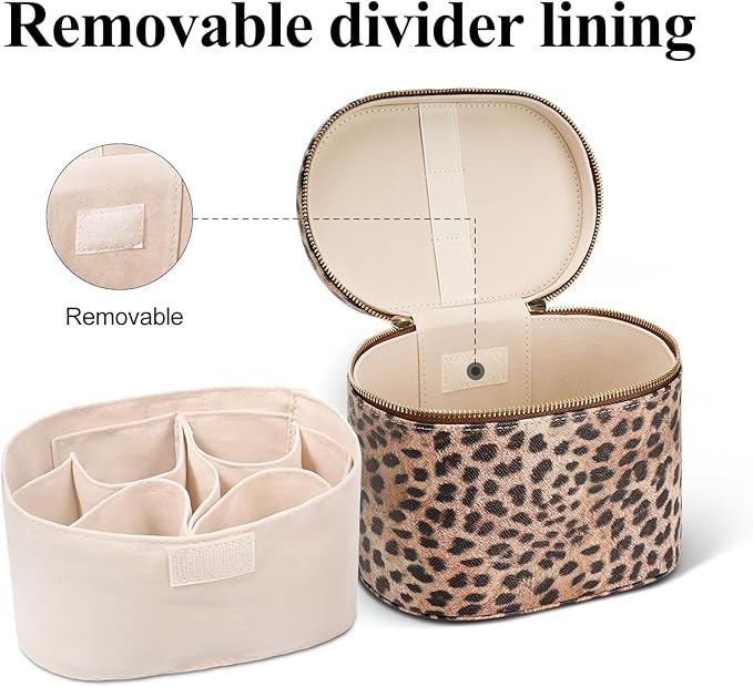 honitty Makeup Bag, Travel Make up Case with Compartments and Handle, Portable Cosmetic Organizer Bags,Toiletry Bag for Women