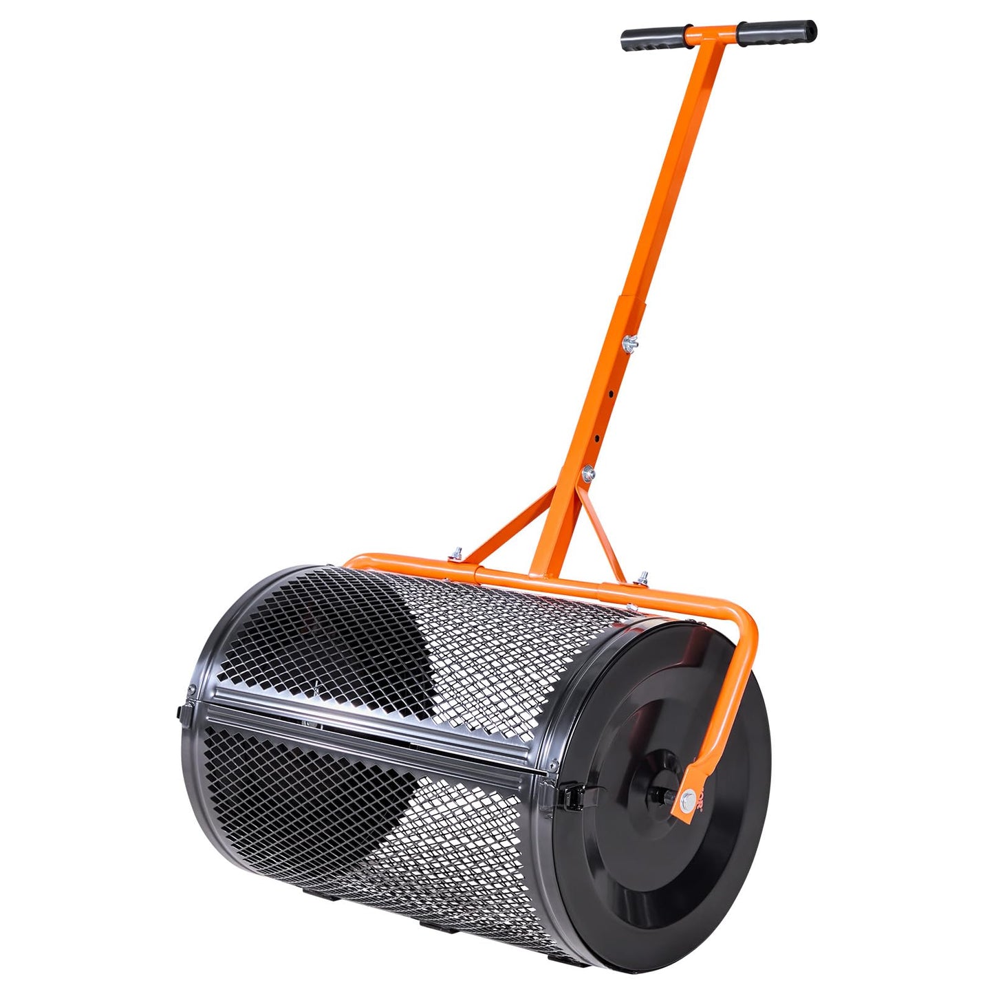 VEVOR Compost Spreader, 24 in Wide Peat Moss Spreader with T Shaped Handle, 3 Heights Adjustable, Powder-Coated Steel Garden Peat Moss Roller, Heavy Duty Grass Seed Spreaders for Planting Seeding