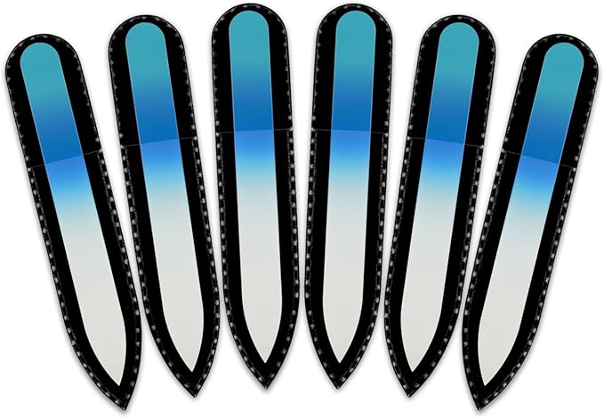 Mont Bleu Rainbow Crystal Nail File in Black Pouch - Small/Purse Size - Czech Tempered Glass - Handmade in Bohemia (Czech Republic)