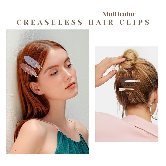 No Crease Creaseless No Bend Hair Clips For Styling Non Slip Flat Clips For Makeup Hair Accessories For Women,Black Multiple Brown,12 PCS