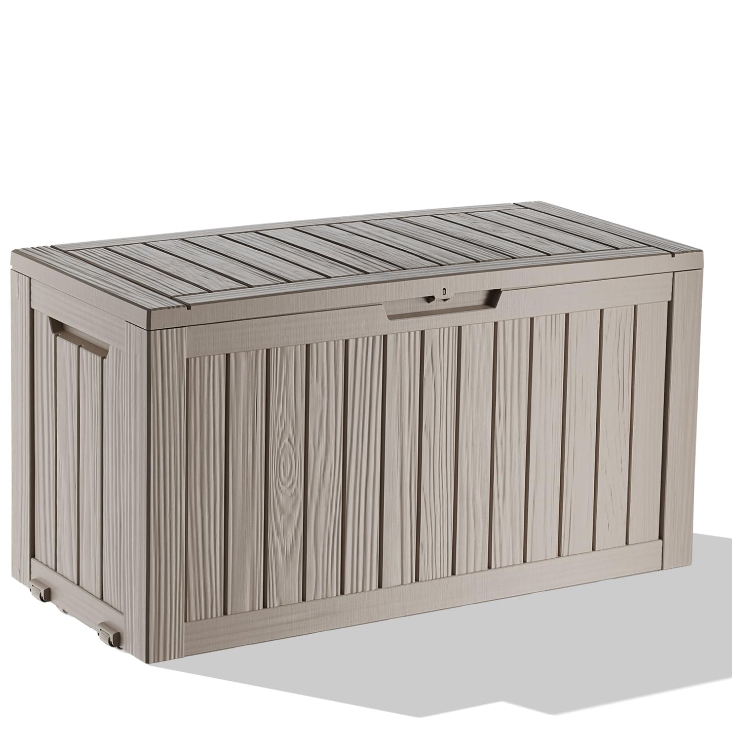 EasyUp 90 Gallon Outdoor Deck Box Waterproof, UV Resistant Resin Outdoor Storage Box for Delivery, Porch, Patio and Garden, Gray