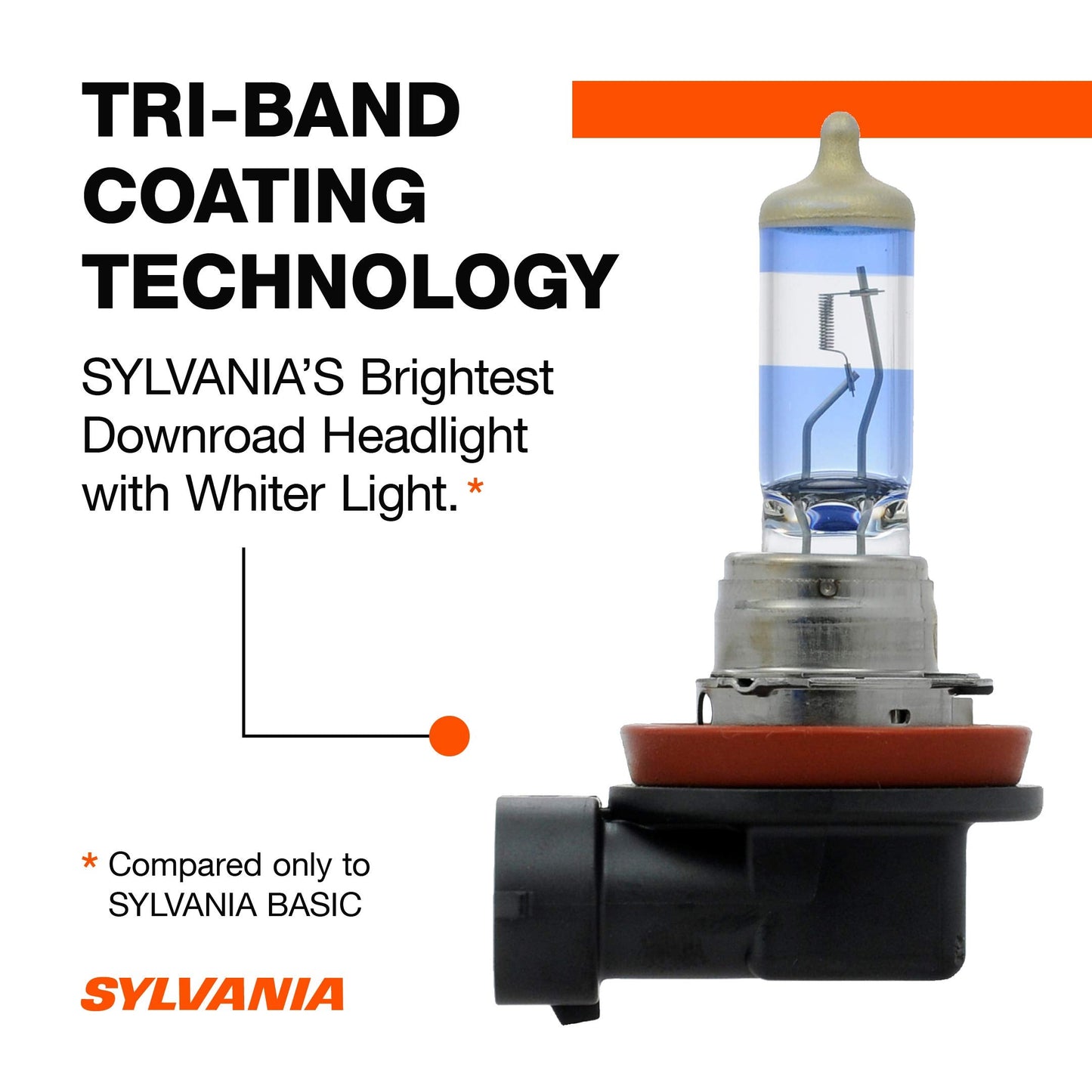 SYLVANIA - H11 SilverStar Ultra - High Performance Halogen Headlight Bulb, High Beam, Low Beam and Fog Replacement Bulb, Brightest Downroad with Whiter Light, Tri-Band Technology (Contains 2 Bulbs)