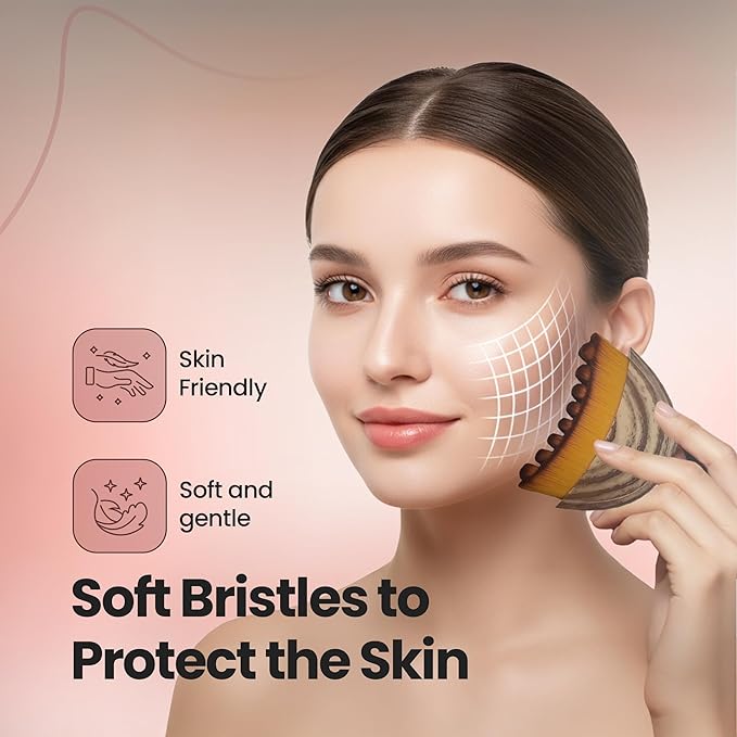 Lymphatic Contour Face Brush - Improves Circulation & Reduces Puffiness, Dry Brushing Lymphatic Face Brush - 100% Gentle & Soft on Skin, Erogonomic Facial Brush for Natural Contouring (1 PCS)