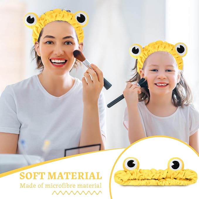 Jowmoy yellow Frog Eye Elastic Headband - Versatile for Spa, Skincare, Makeup, Face Wash, Fun Gift for Women (1 Pack)
