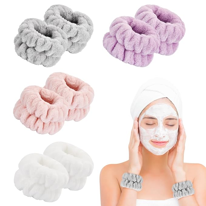 8 Pcs Wrist Bands for Washing Face-Dorbetar, Microfiber Wrist Towels for Washing Face, Spa Wristbands for Washing Face, Face Wash Wristbands, Arm Bands for Washing Face for Woman and Children