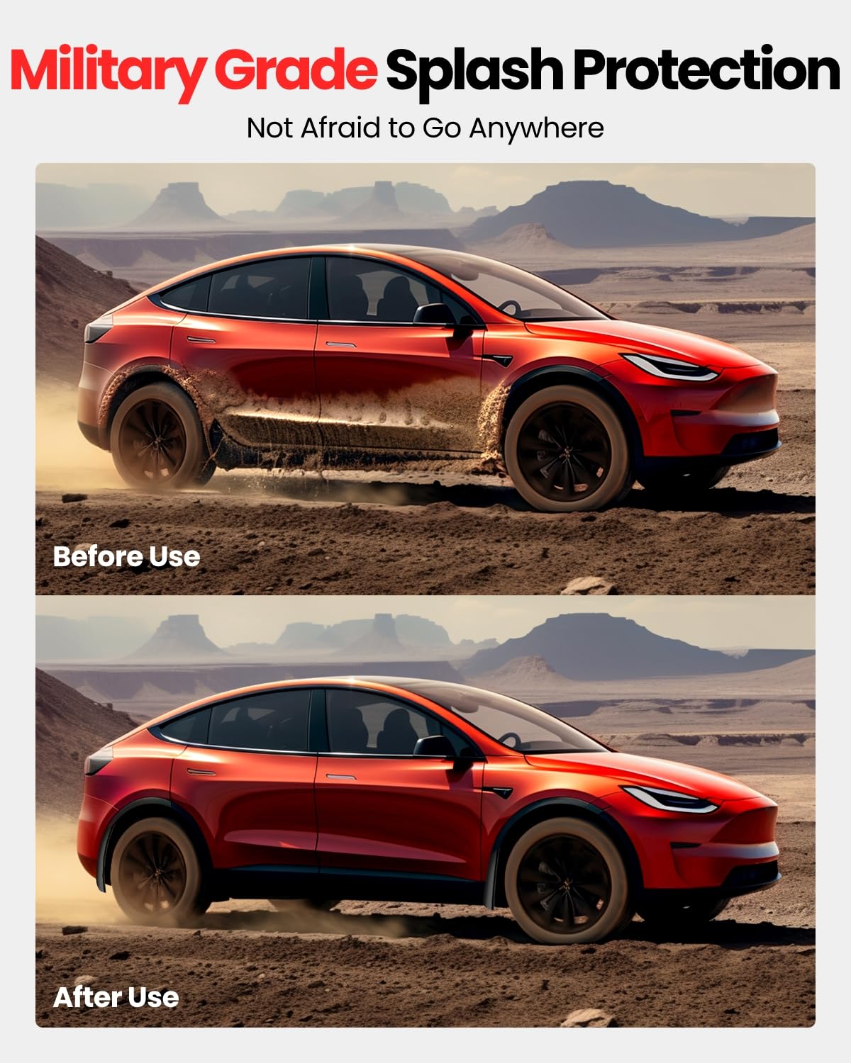 REEVAA Tesla Model Y Accessories - Mud Flaps [Protect Paint, No Drilling Required] All-Weather Splash Guard Body Kits for Model Y 2019-2024, Black (Set of 4)