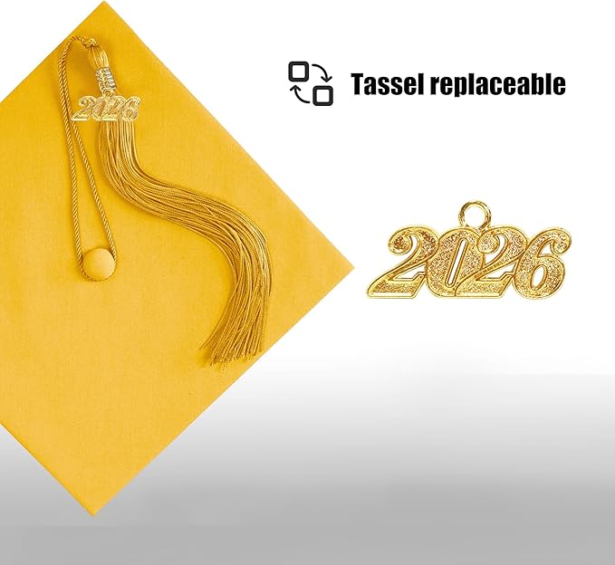 Graduation Cap with 2026 Tassel Year Charm Black Graduation Cap for High School & Bachelor