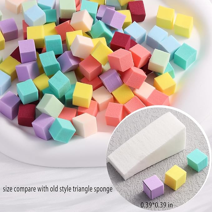 100Pcs Soft Nail Sponges for Ombre Mini Nail Art Sponges With Grabbing Pen Colorful Aura Nail Sponge Set Brush for Gel Nails Gradient Sponge With Disposable Gel Polish Palette Paper