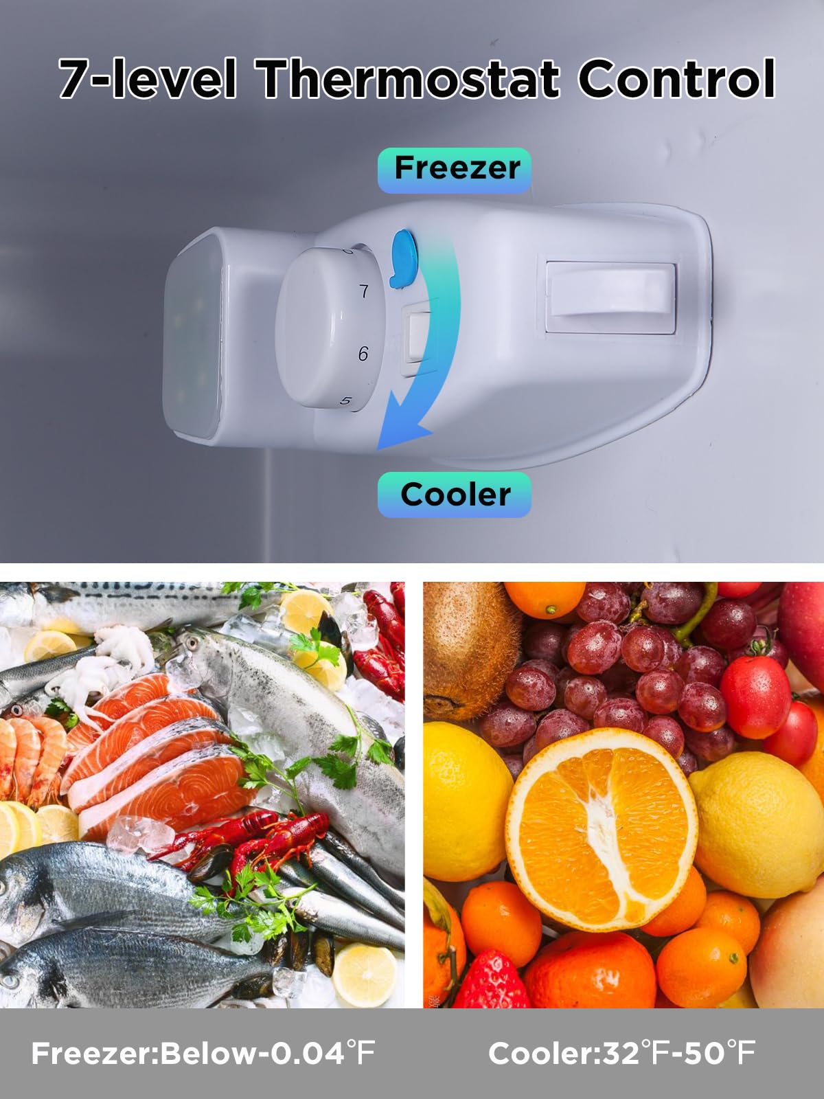 F.W.WOOLWORTHS 3.5 Cu.Ft Fridge with Freezer, Refrigerator with 2 Doors for Office, Kitchen, Dorm and Bedroom, Fridge with 7 Level Temp Adjustable Thermostat, Silver
