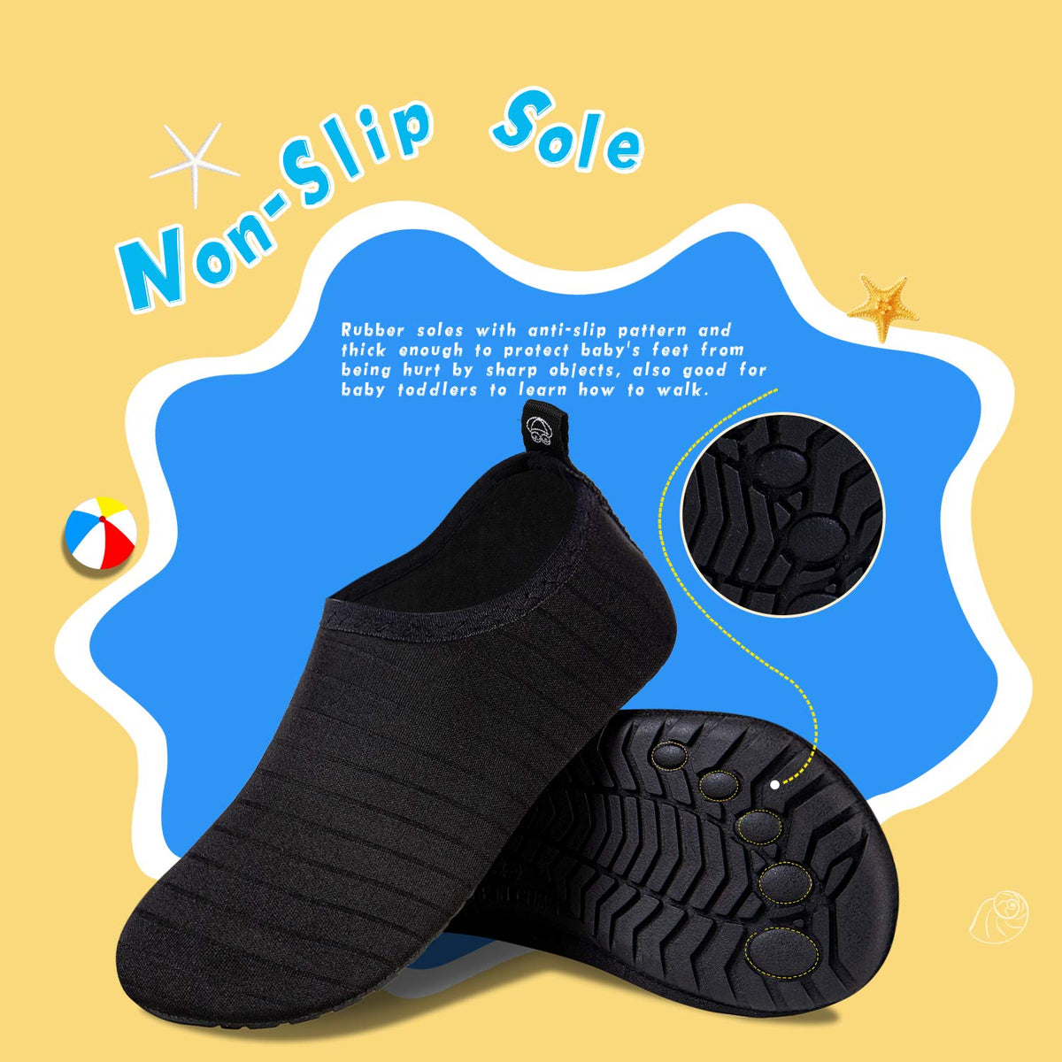 WateLves Kids Water Shoes Toddler Girls Boys Barefoot Non-Slip Quick Dry Aqua Socks for Beach Swim Walking (Striped Black, 34/35)