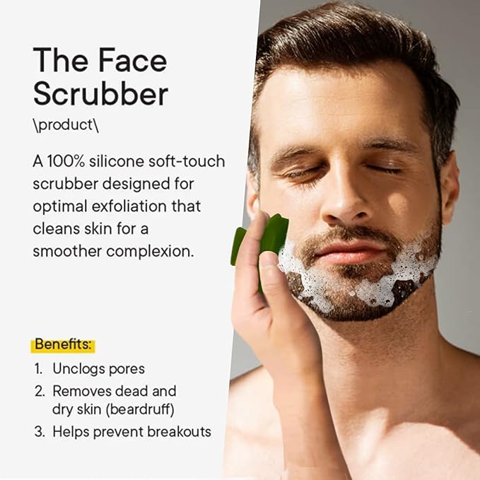 Silicone Face Scrubber for Men Facial Cleansing Brush Silicone Face Wash Brush Manual Waterproof Cleansing Skin Care Face Brushes for Cleansing and Exfoliating (Green)