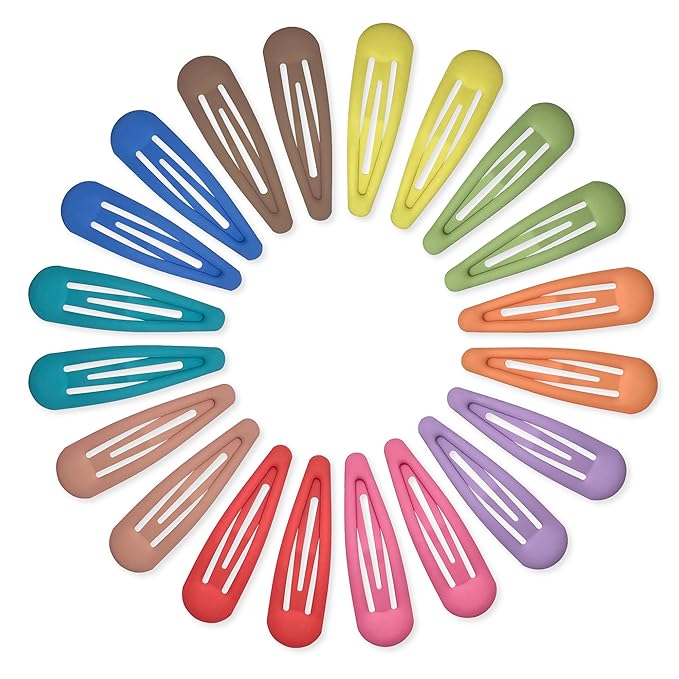Small Hair Barrettes For Women No Slip Metal Snap Clips For Thin And Fine Hair,Matte Rainbow Colors,20 PCS,1.97 x 0.5 Inch.