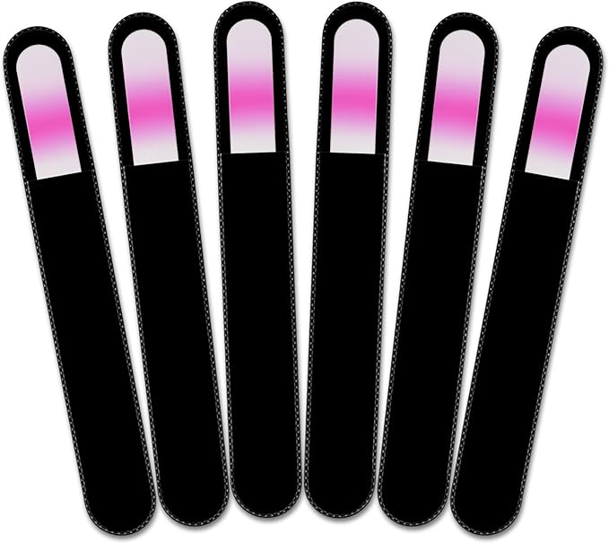 Mont Bleu Rainbow Crystal Nail File in Black Pouch - Large/Professional Size - Czech Tempered Glass - Handmade in Bohemia (Czech Republic)