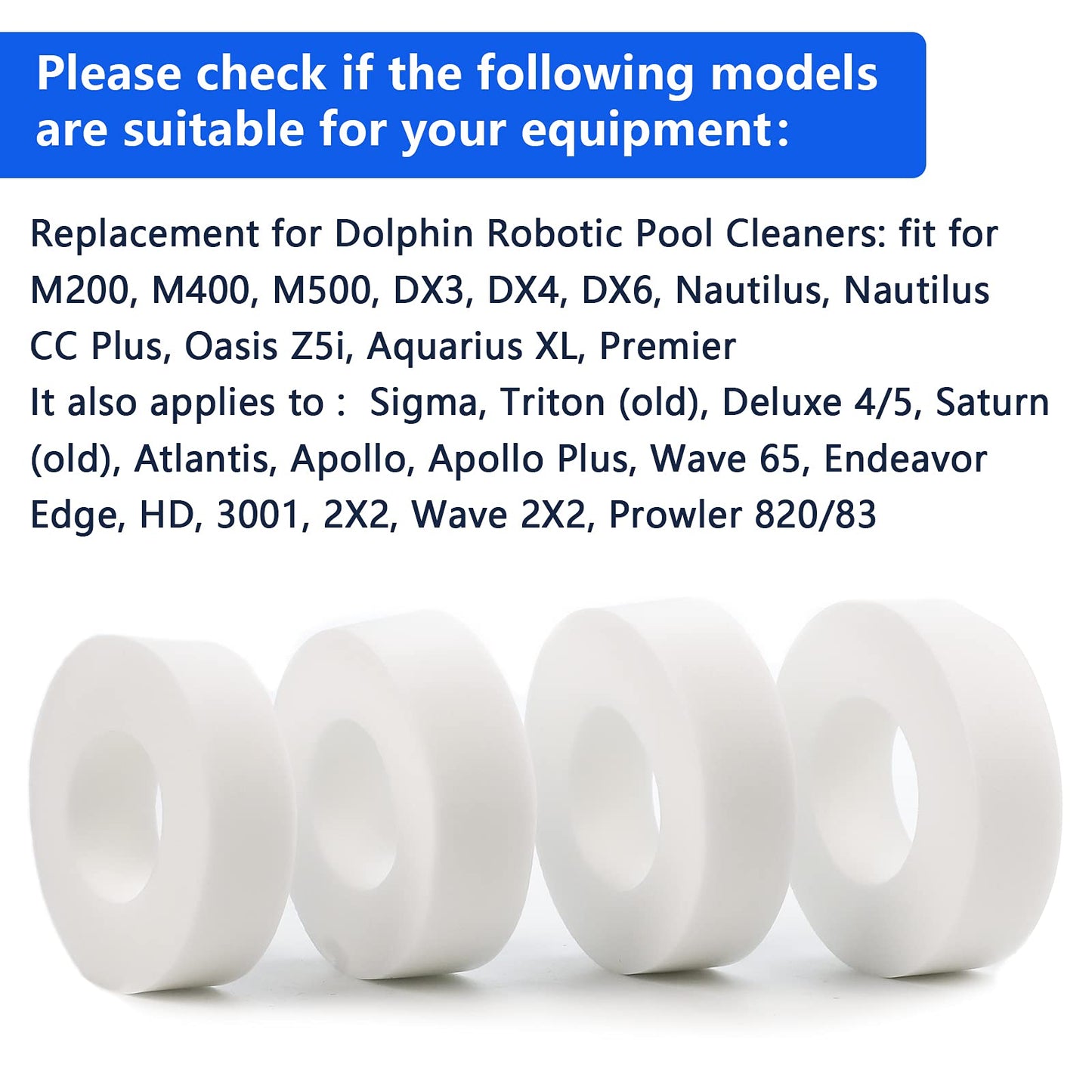 Pool Cleaner Climbing Rings for Dolphin Maytronics Nautilus Robotic Replacement Part 6101611-R4, Fits M200/M400/M500, Nautilus/CC Plus DX3/DX4/DX6, Ultimate Wall Adhesion Perfect Match (4 Pack)