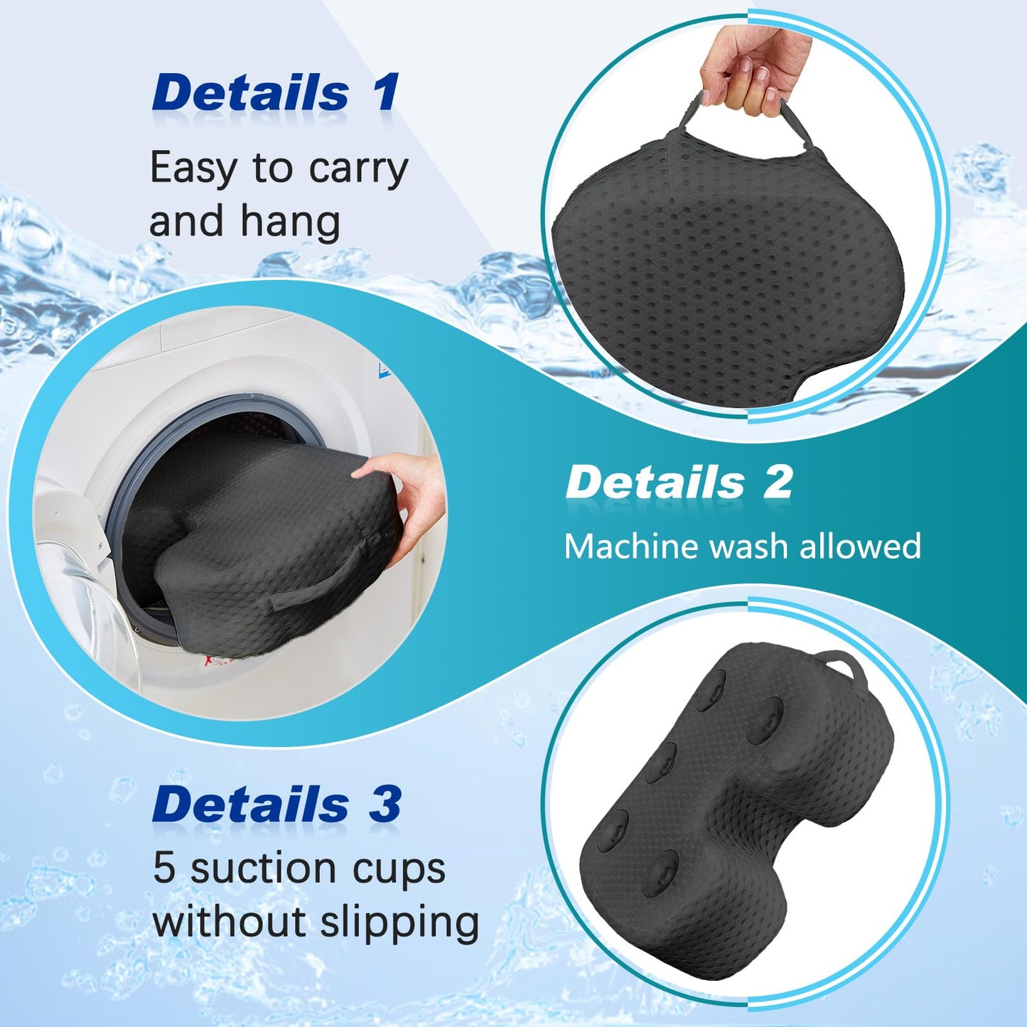 Tinideya 2 Pcs Hot Tub Booster Seat for Adults with Suction Cups and 4 Pcs Hot Tub Sponge Air Mesh Portable 15 x 12 x 5 Inch Seats Washable Inflatable Accessories for Spa Cushion(Grey)