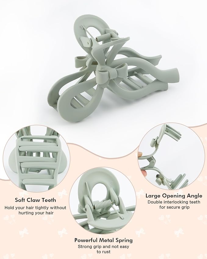 4 PCS Bow Hair Clips for Women Bow Claw Clip 5" Extra Large Hair Claw Clips for Thick and Long Hair Cute Bows Big Clip
