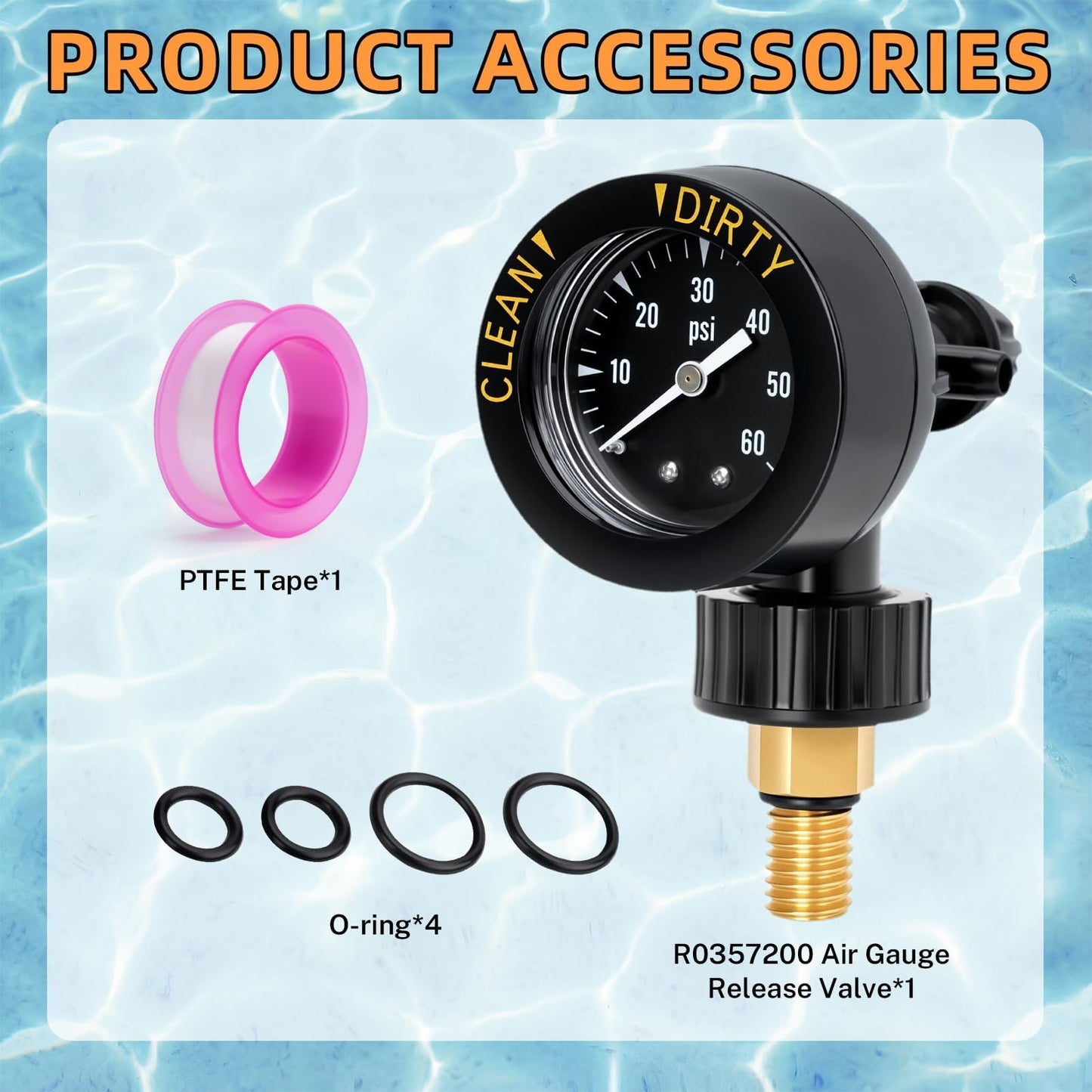 R0357200 Air Gauge Release Valve Assembly, Compatible with Jandy and Zodiac CV, CL, DEV, DEL, JS Series Pool and Spa Cartridge Filters