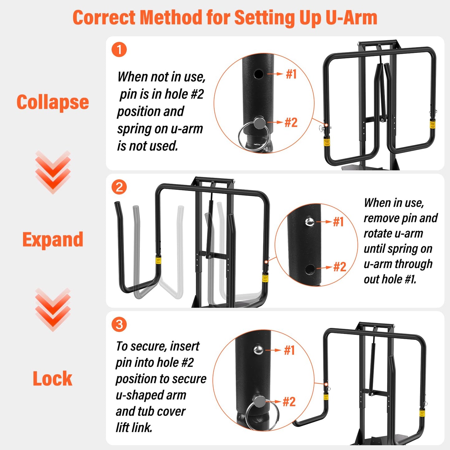Cover Lifter,Hot Tub Cover Lifter Undermount,Spa Cover Lift,Heavy Duty Hot Tub Cover Lifter Hydraulic Removal System Adjustable U-Arms Reinforced Brackets,Undermount Design Works with All Spa Shapes