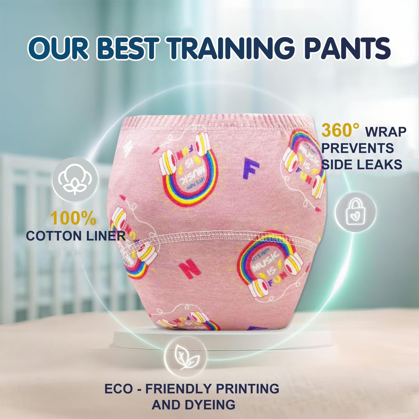 Upairy Training Pants for Boys Girls,Toddler Potty Training Underwear,Leakproof Reusable Kid Confident Panties,Children's Potty Underwear 100% Cotton for 2T-6T(4PCS,M)